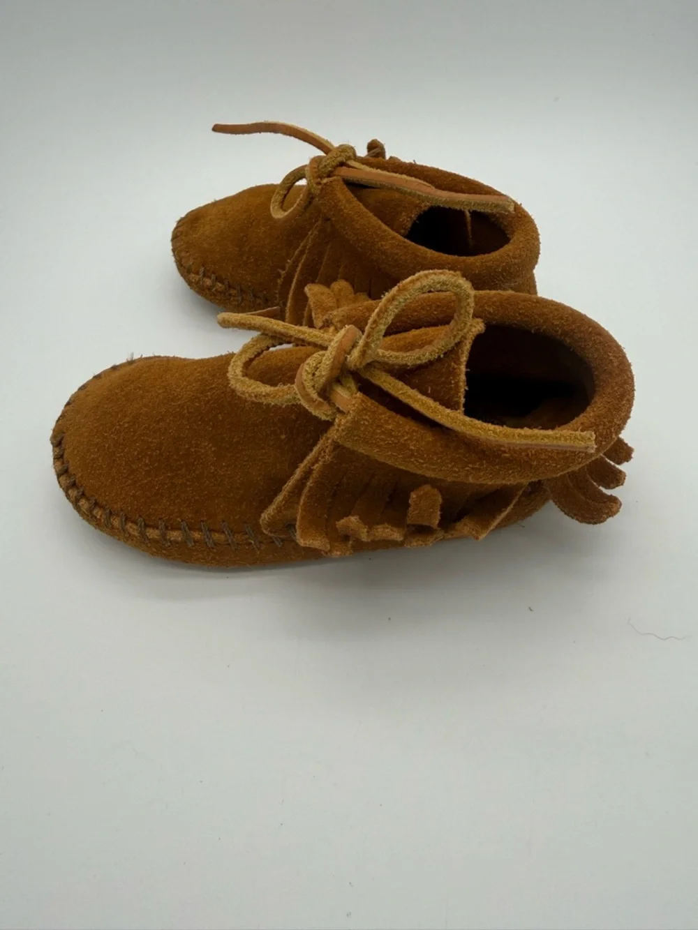 VTG 80s Minnetonka Moccasin Childrens Softsole Fringe Boots Size 7 Style 2482